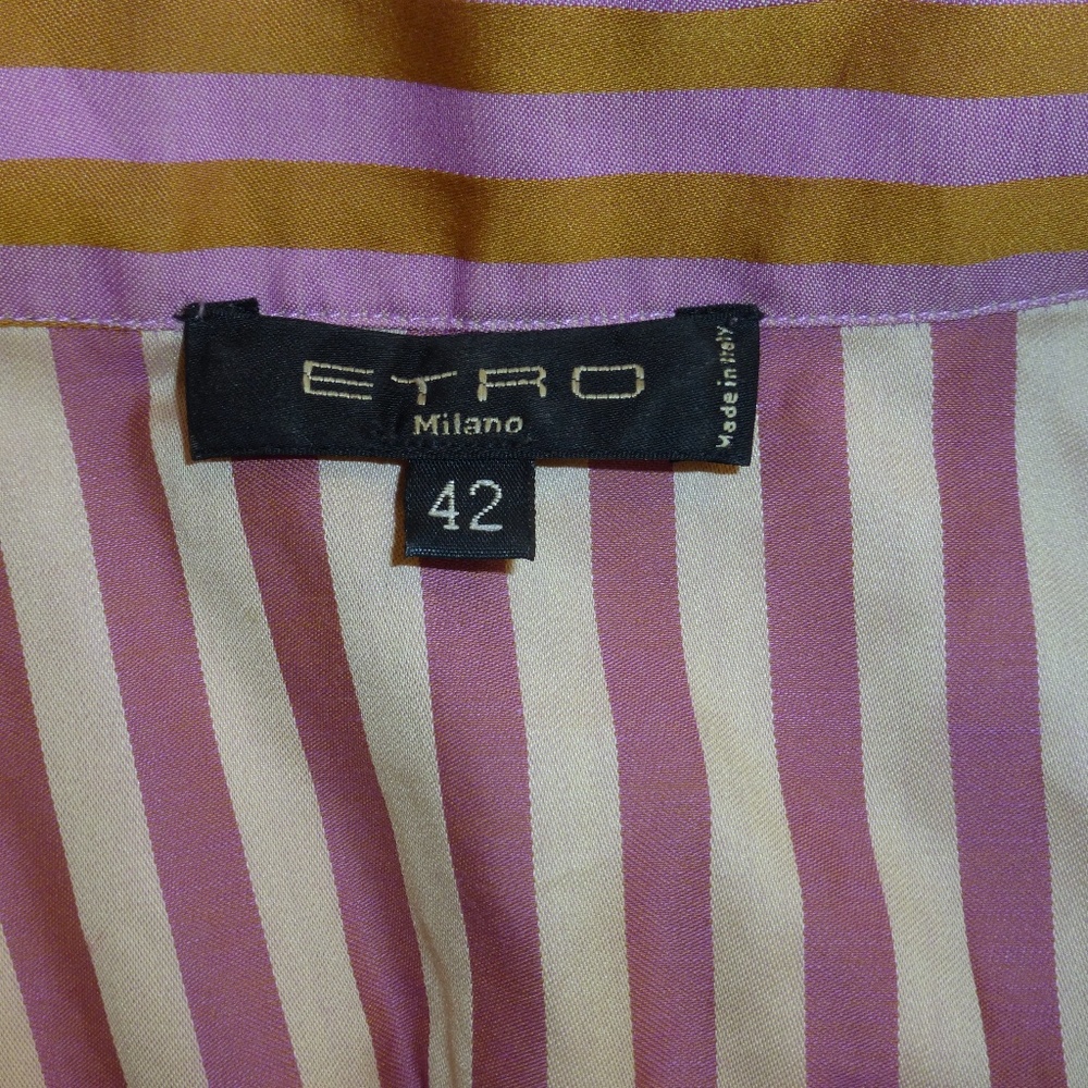 ETRO MILANO ITALY GOLD PINK STRIPE Shirt i42 M - Picture 6 of 6